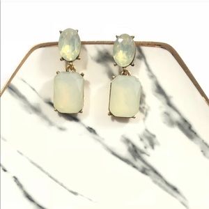 glam dangle stud cream mint gold earrings